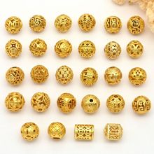 古法金镂空福字招财纳福散珠转运珠diy饰品配件手链编绳串珠配饰