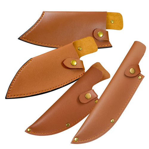 Portable boning knife set Small kitchen knife PU set Outdoor portable leather case Camping knife protective set Two-layer cowhide knife set