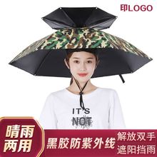 伞帽头戴式雨伞帽子钓鱼头戴太阳伞户外采茶环卫防晒斗笠伞折叠伞