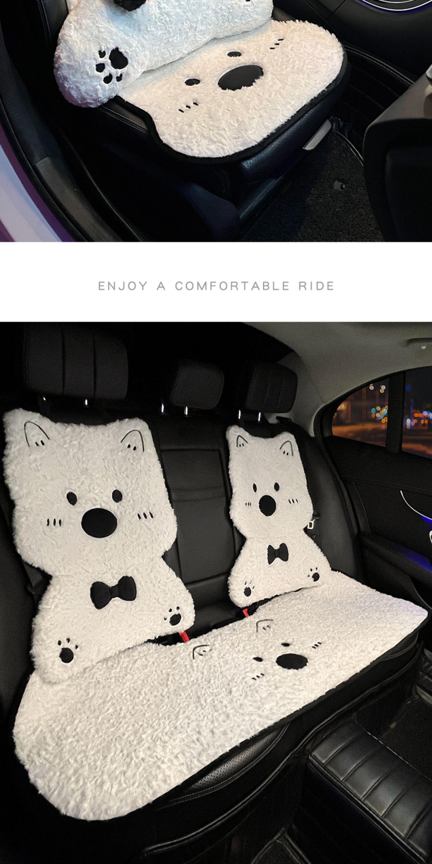 Car Seat Cushion Winter Thickened Stuffed Warm Seat Cover 25 New Cartoon Cute West Highland Car Breathable Seat Cushion