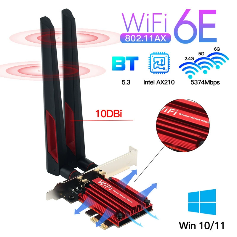 AX210 беспроводная сетевая карта для настольного компьютера WiFi 6E игровая карта двойной частоты Bluetooth wifi приемник