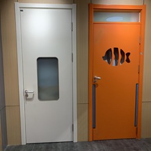 学校门幼儿园门卡通门彩色门防夹手门铝木生态门学校教室门