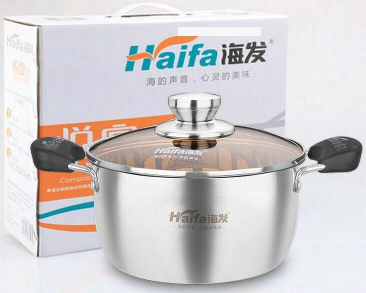 Haifa Yue banquete compuesto de acero sola manija olla de leche engrosada olla de sopa de acero inoxidable olla de sopa olla de suplemento de comida para bebés olla de leche caliente olla de leche pequeña