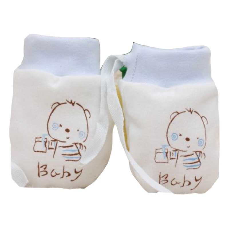 Baby Anti-scratch Cotton Gloves Drawstring Lace-up Baby Adjustable Gloves Newborn Gloves Autumn and Winter New