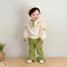 女童套装秋季23年新款儿童洋气可爱韩版宝宝秋装长袖阔腿裤两件套