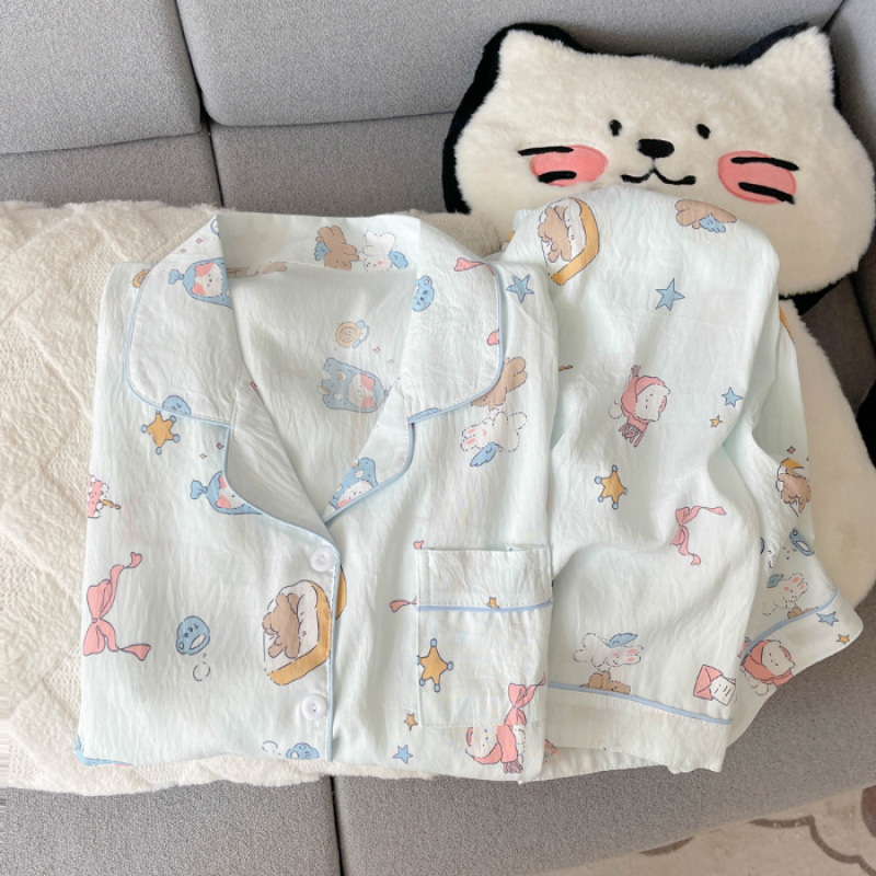 云朵棉秋季新款睡衣女长袖翻领卡通甜美可爱高级网红风家居服套装|undefined