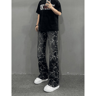 Cleanfit Thorn Jacquard Jeans Men's American High Street Pants Straight Leg Slightly Flared Pants Casual Versatile