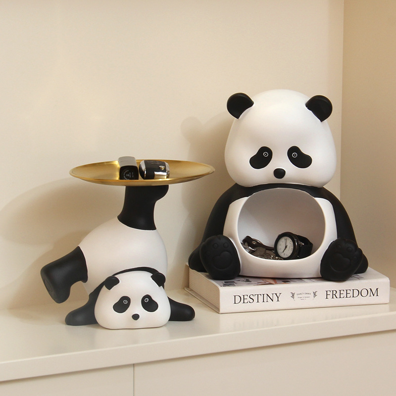 Panda entrance cabinet key storage ornaments bracket living room shoe cabinet home decoration housewarming gift
