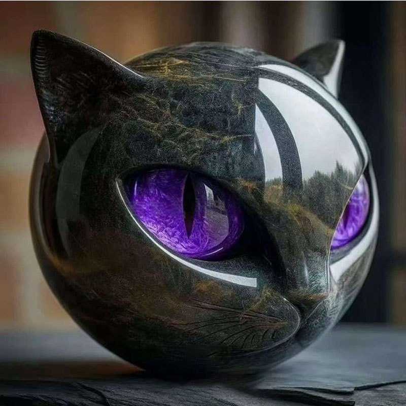 Flairgifts Luxury Black Cat Stone Sculpture 奢华黑猫石雕|undefined