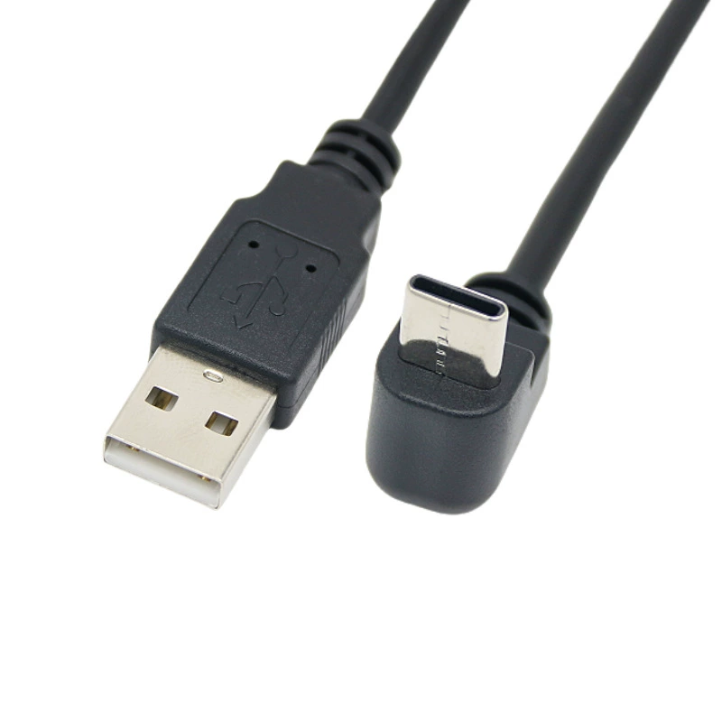 USB2.0 Type-C кабель данных с изгибом около 90 градусов, уголок USB3.1, короткий кабель для зарядки Android