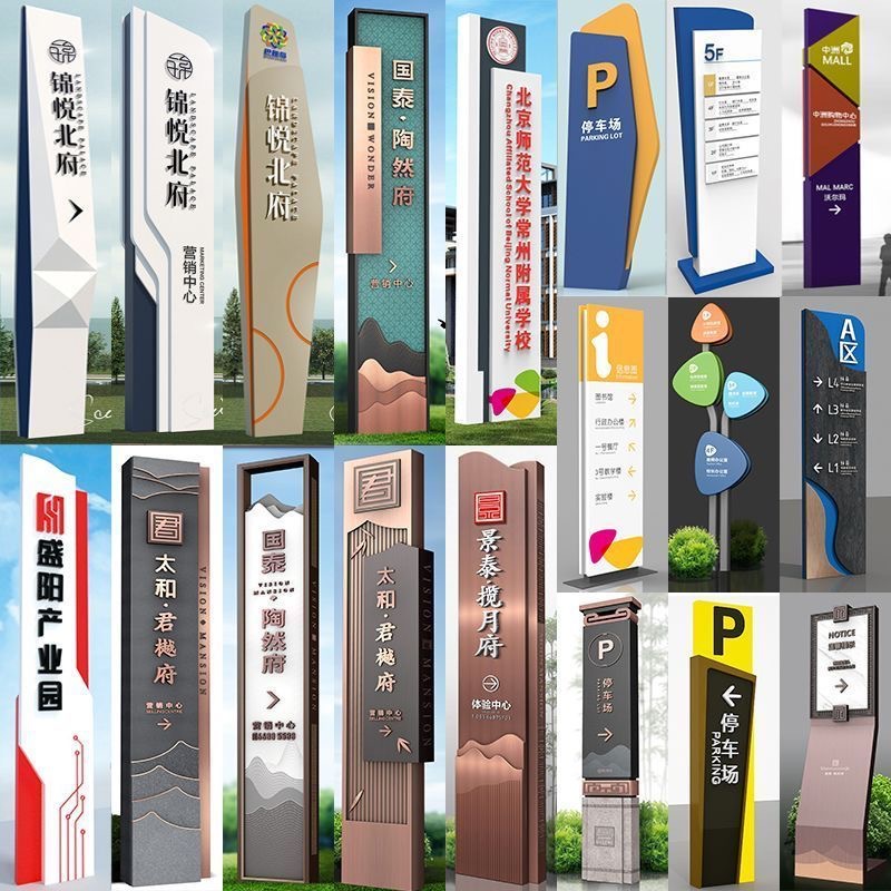 精神堡垒导向牌立牌定制户外停车场指引商超地产标识牌景区导视牌