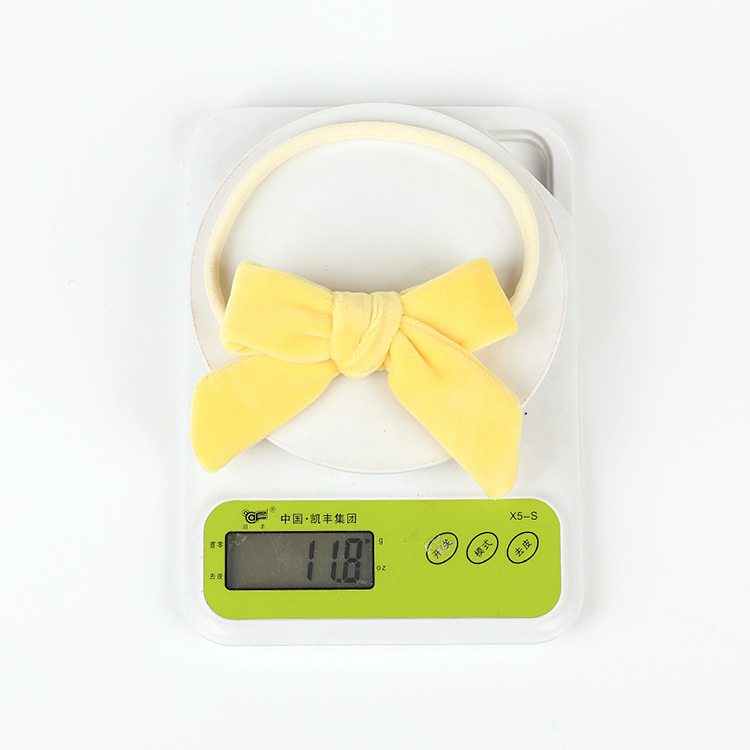 Baby Solid Color Velvet Stretch Seamless Nylon Bow Headband display picture 9