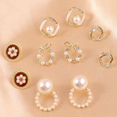 925 Silver needle the republic of korea temperament Ultra cents Pearl Flower Earrings fresh Sweet Drip Ear Studs Audio network