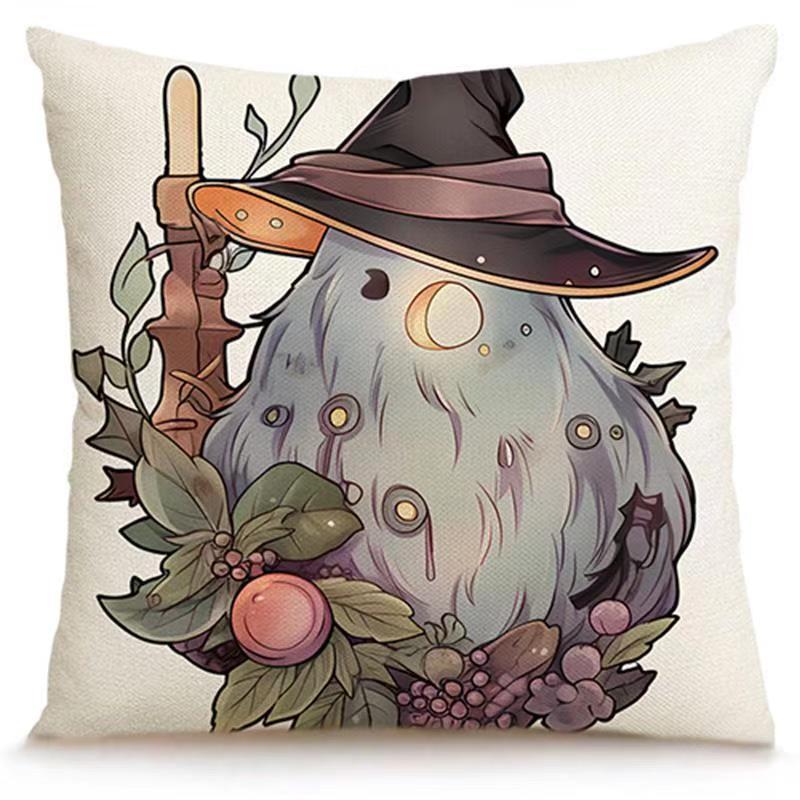 Transfronterizo Amazon Halloween impresión lino almohada cubierta bruja calabaza decoración doméstica almohada cubierta