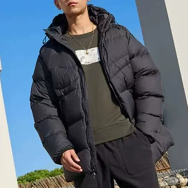 NK2026 New Winter Men's Sports Cotton Jacket, Thickened and Warm, Hooded Puffer Coat, Loose Casual Outerwear