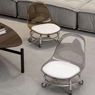 Children's toddler stool Internet-famous small chair pulley low stool floor stool mobile acrylic small stool silent with universal wheel