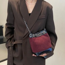 一件代发2025秋冬新款高级感磨砂荔枝纹菱格女包链条单肩包斜挎包