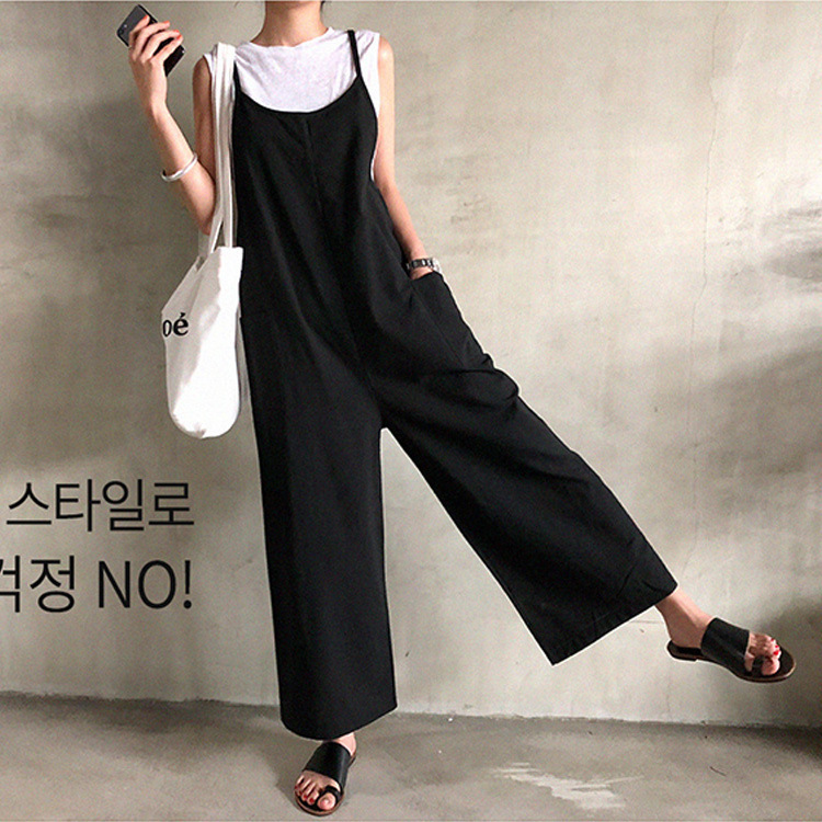 2022 Korean Style Fashionable Loose Casual Suspender Pants Thin Age-reducing Overalls Pocket Jumpsuit for Women 2022 Korean Style Fashionable Loose Casual Suspender Pants Thin Age-reducing Overalls Pocket Jumpsuit for Women