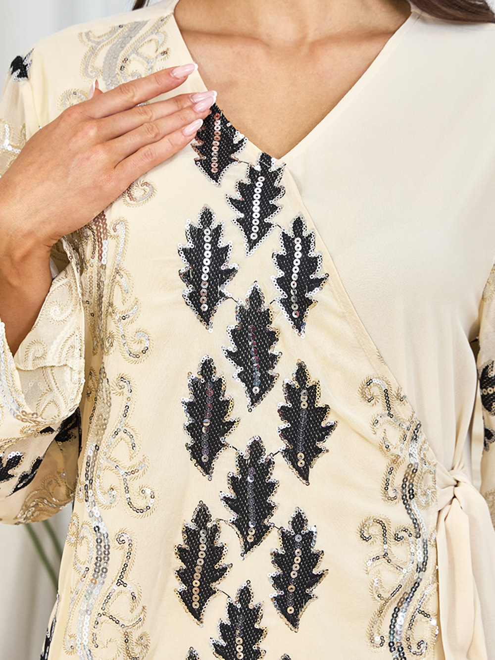 New Cross-border Dubai Abaya Clothing, Abaya, Middle Eastern Dress, Long-sleeved Sequined Arabic Gown_ecoleips.com