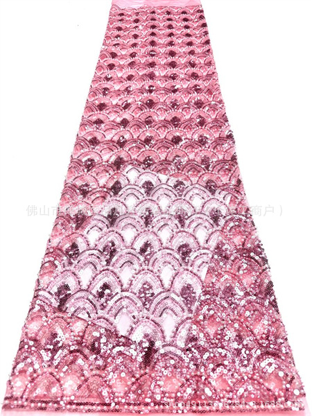 Fabricantes de escamas de pescado nueva tela de encaje de cuentas Gao Ding vestido de fiesta de baile de moda tela image 10