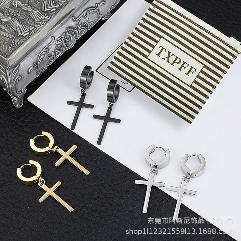 Earrings stainless steel, set, pendant, hinge