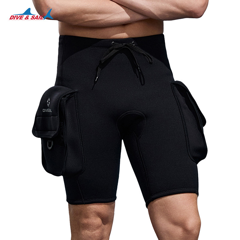 Cross-Border 3mm Diving Shorts with Double Pockets, Technical Diving Shorts, Cold-Proof and Warm-Keeping Sailing Swim Shorts, Snorkeling Surfing Diving Gear