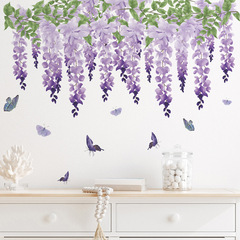 FX-C427外貿浪漫紫色花藤綠植臥室客廳牆面美化裝飾牆貼紙批發