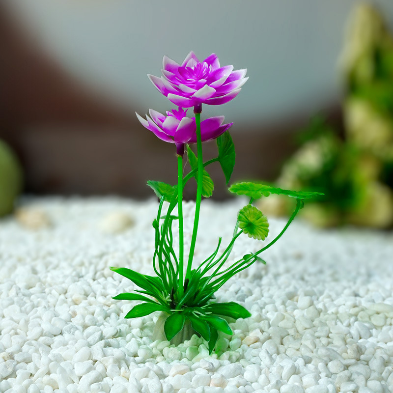 Simulación decoración de loto flor falsa flor hoja de loto pecera agua estanque paisajismo adornos de plástico plantas acuáticas acuario decoración paisajismo