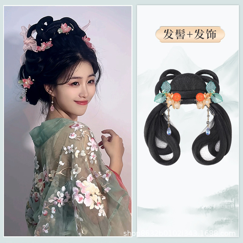 청우빵 + 오렌지색 헤어 액세서리 한 쌍