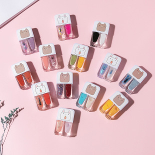 Peelable Tearable Nail Polish Quick-drying Nude Color Non-baking New Autumn and Winter New Color Water-based Two-color Nail Polish suit