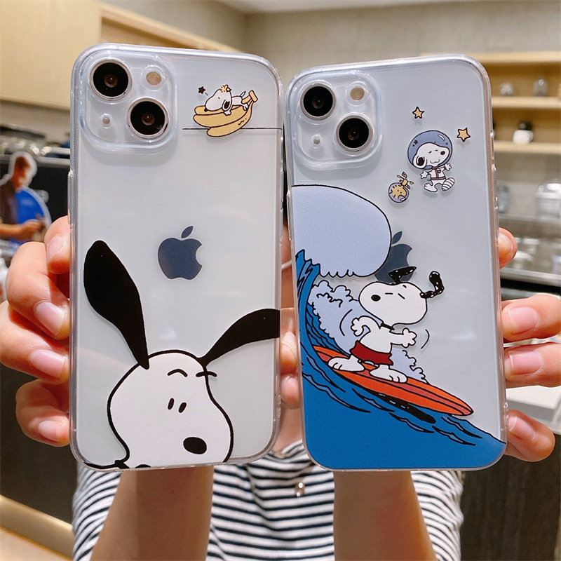 Cartoon 12 creative Snoopy applicable iphone13/14promax mobile phone case Apple 11 all-inclusive transparent case