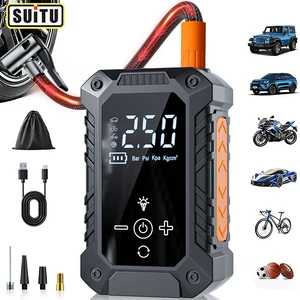 Car air pump, portable smart wireless digital display inflator, multifunctional tire emergency car air pump