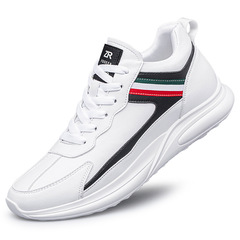 New White Invisible 6cm Inner Heel Lift Men's Shoes, Low-top Laced Men's Sports Loafers and Casual Shoes