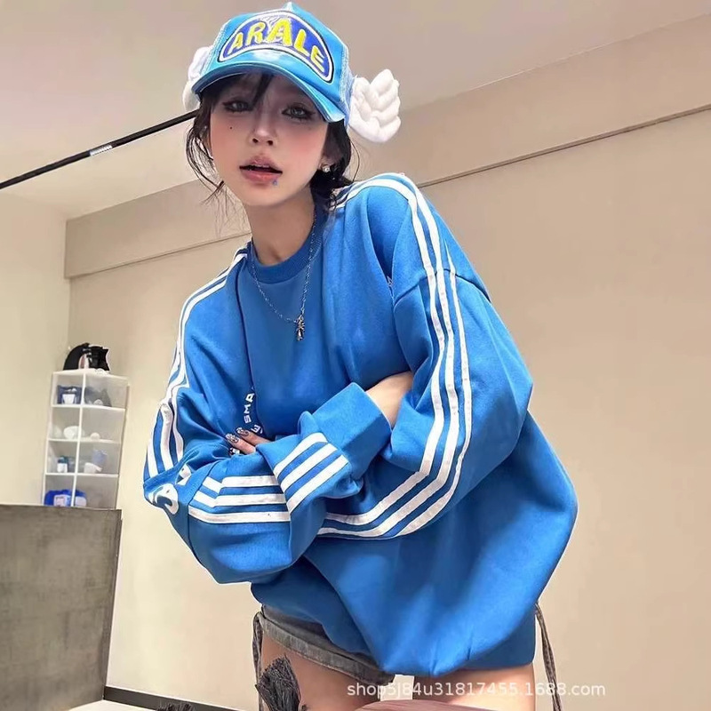 American-Style Hip-Hop Thin Sweatshirt for Women, European and American High Street Vibe, Loose Trendy Casual Niche Personality Hoodless Top