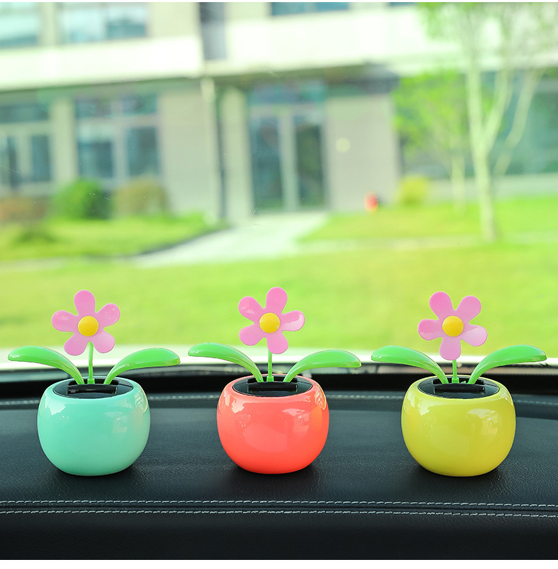 Car Ornaments Solar Summer Car Interior Decoration Popular Car Sunflower Center Console High-End Small Ornaments for Women