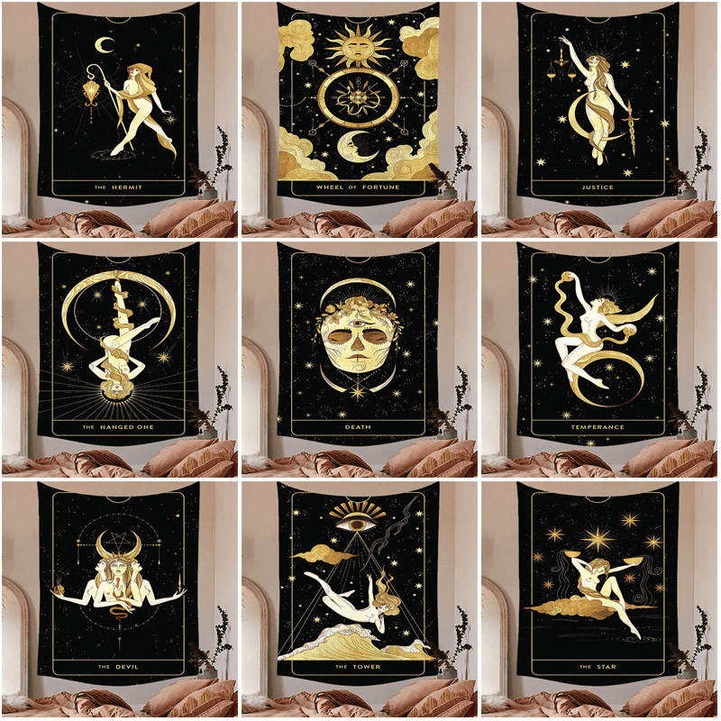 Moon Goddess Wall Cloth Hanging Cloth Nordic Network Red Background Decoration Room Tapestry Ancient Totem H_voghion.com