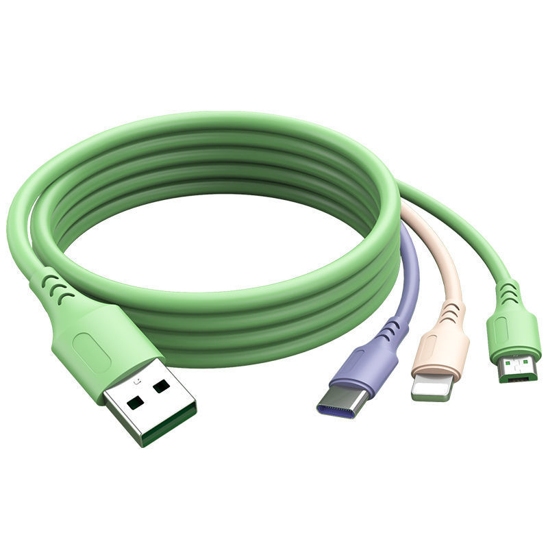 Cable de carga tres en uno, uno a tres, carga súper rápida de 120W para teléfonos Android de tipo C de Apple Huawei