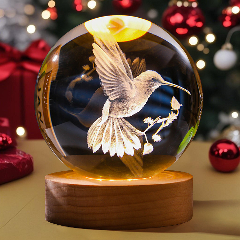 Astronauta luminosa bola de cristal lámpara de noche 3D escultura decoración de mesa para reuniones de estudiantes regalos personalizados