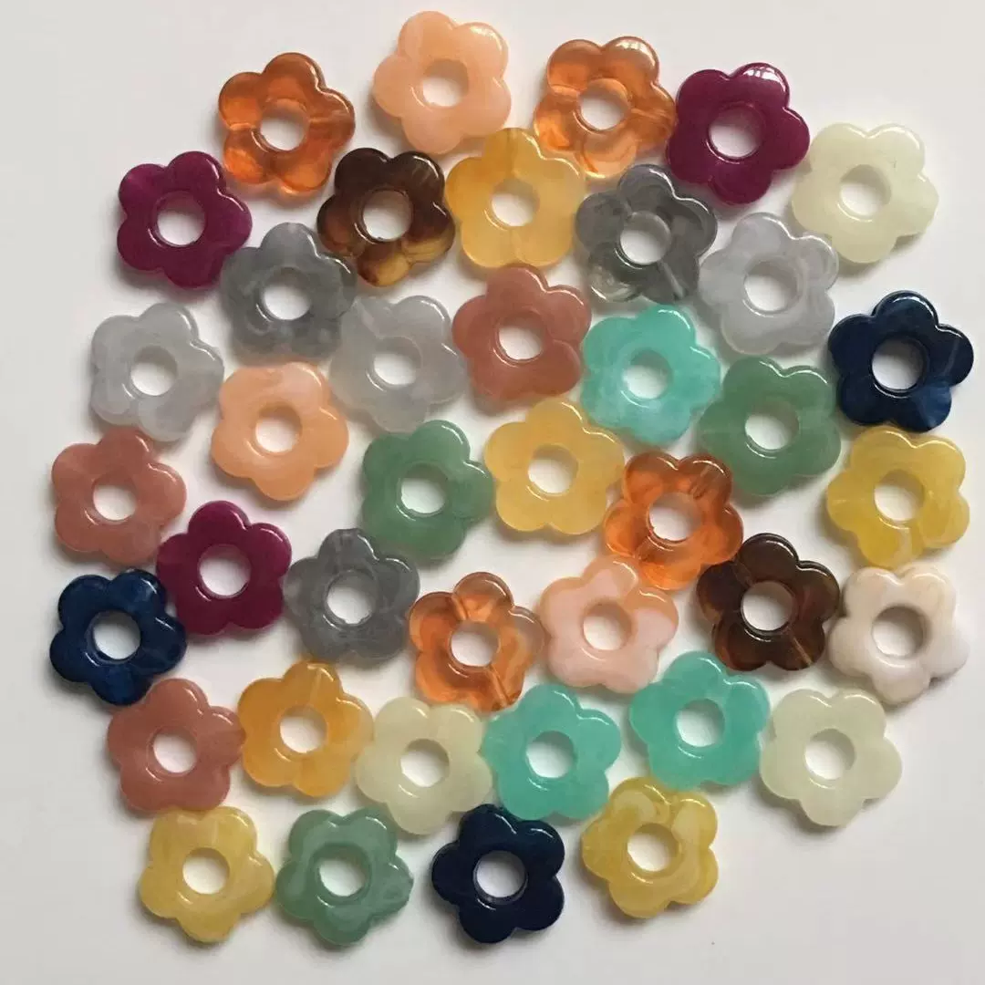 亚克力镂空五瓣花朵直孔珠子玫瑰花散珠手工饰品配件耳饰材料批发