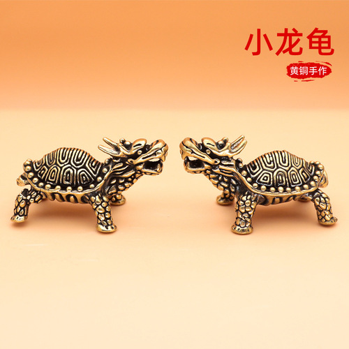 Lucky Dragon Turtle Ornaments Pure Copper Retro Basalt Auspicious Crafts Copperware Souvenirs Street Stall Wholesale