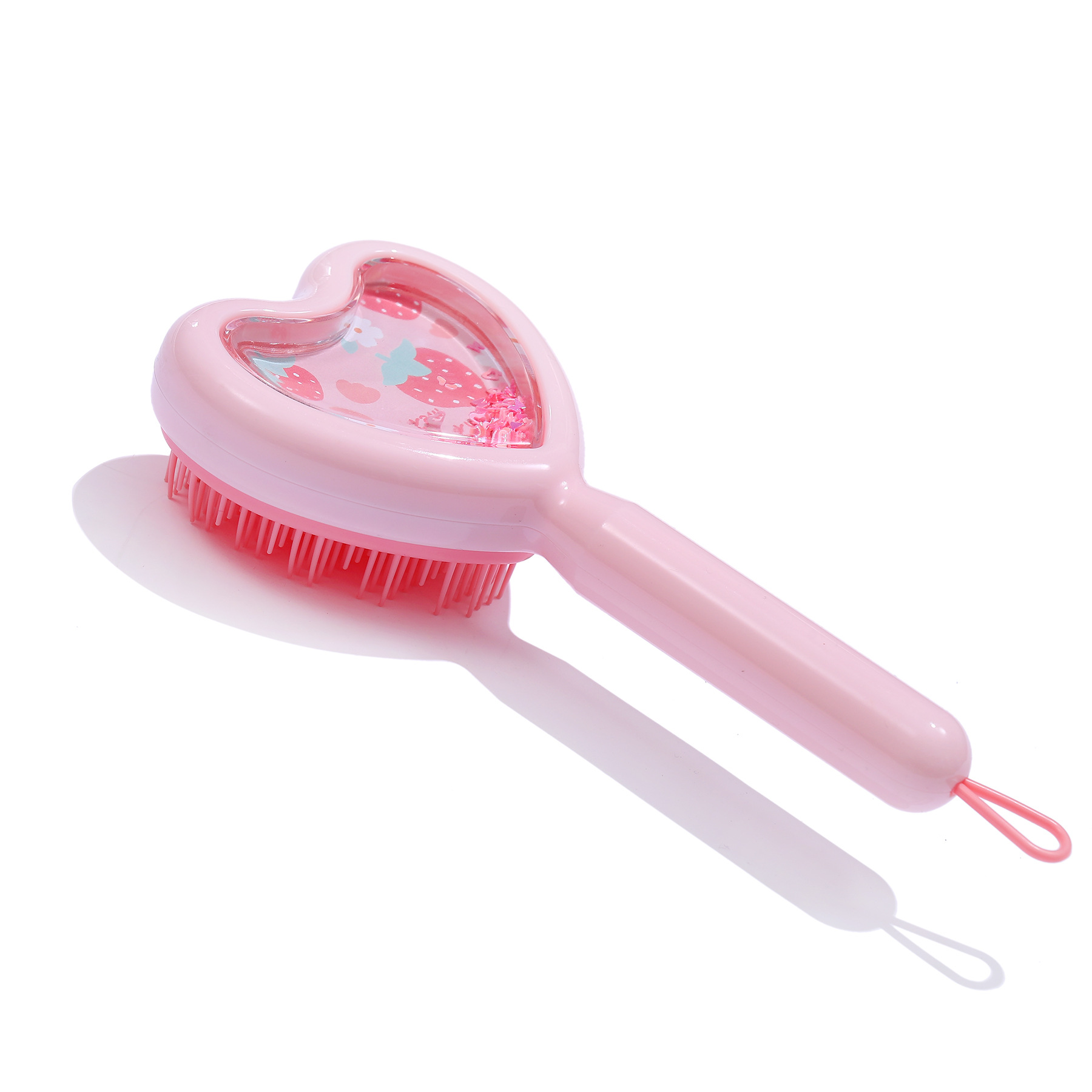 Venta al por mayor transfronteriza en stock nuevo creativo en forma de corazón transparente peine amor brillo lentejuelas dientes largos y cortos portátil viaje peine