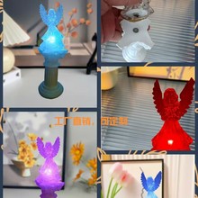 亚马逊热卖家居装饰品办公室摆件树脂工艺品天使罗马柱LED七彩灯