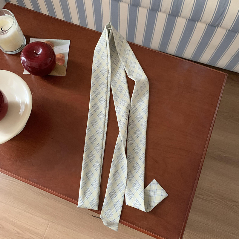 Pañuelo de seda, tira larga, sensación de alta calidad, todo fósforo, pequeños accesorios, primavera y verano, nuevos productos, pañuelo retro con lunares, cinturón decorativo para el cabello