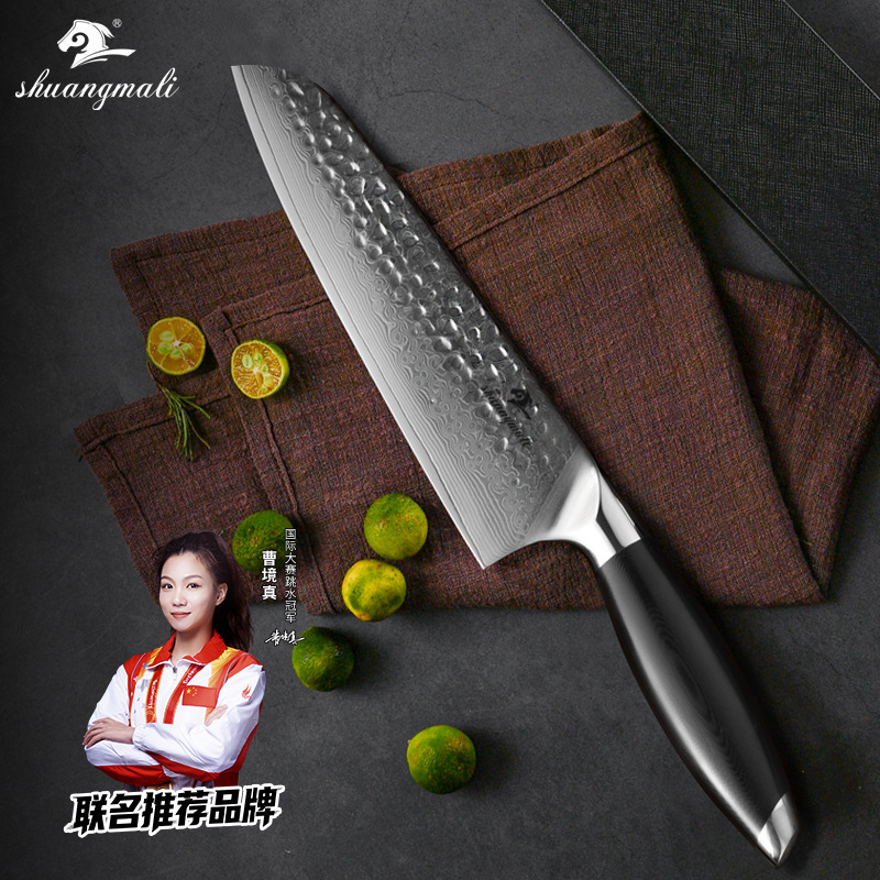 Cuchillo de acero de Damasco con textura martillada, mango G10 de 8 pulgadas, cuchillo de cocina para cortar carne, cuchillo de chef, envío transfronterizo con funda para cuchillo.
