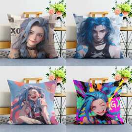 金克斯抱枕LOL暴走萝莉双城之战爆爆金克丝靠枕沙发靠垫枕套家居