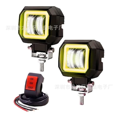 Motorcycle headlights, headlights, Motorcycle Spotlights, External Double-Lens Super - square-yellow-aperture-for-assembly-switch