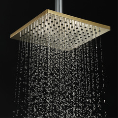 HIDEEP factory wholesale 8-inch square modern minimalist brushed gold wall-mounted hidden shower head with ceiling sprayer