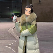90绒大毛领羽绒服女2025年新款流行中长款过膝加厚洋气外套冬
