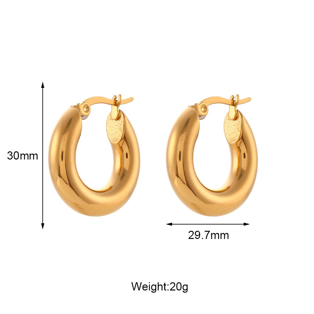 Fashion Round Stainless Steel Plating Hoop Earrings 1 Pair