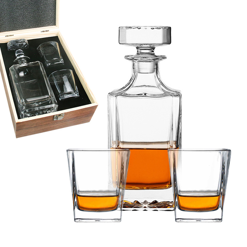 跨境威士忌酒樽家用玻璃酒具套装洋酒杯四方酒樽酒瓶洋酒瓶酒杯